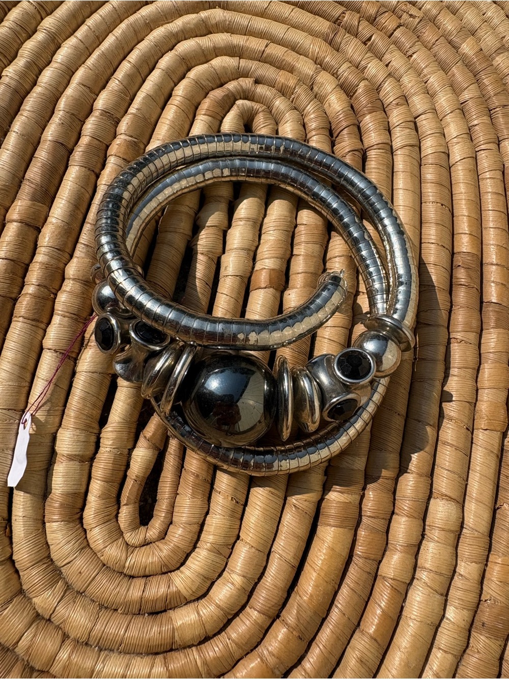 Source Unknown ~ Silver-Tone Coil Necklace with Black Accents